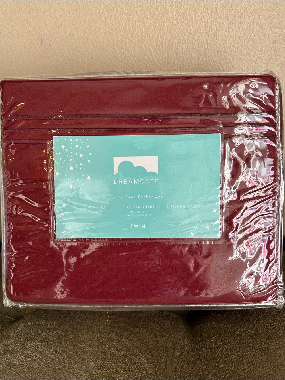 Twin Sheet Set in Burgundy Red - 4pc